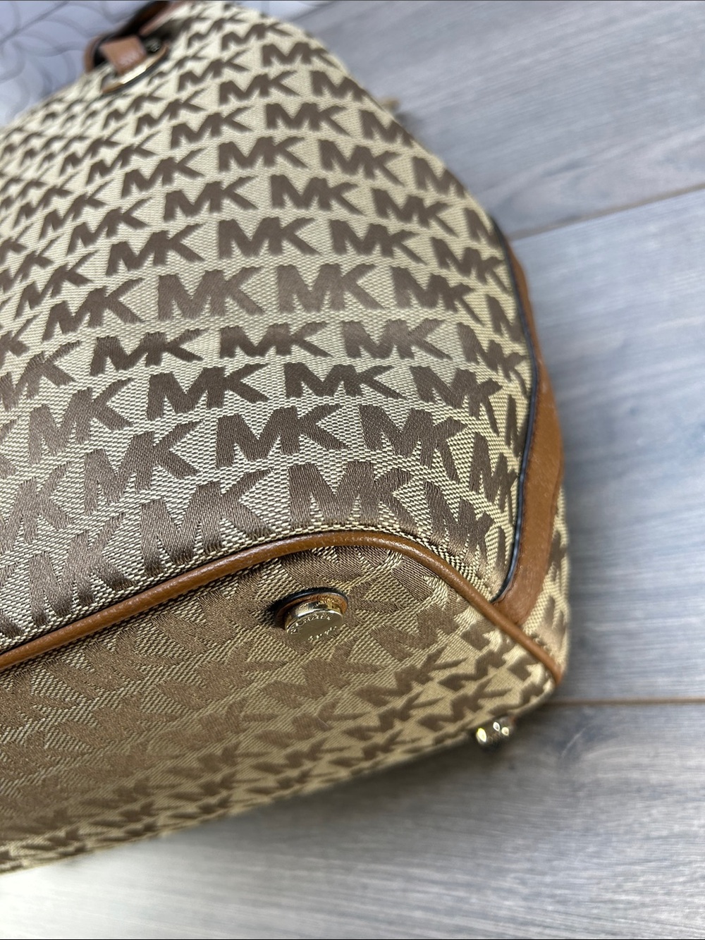 8735 NWT Michael Kors Brown MK Signature Tote Bag - Picture 10 of 11